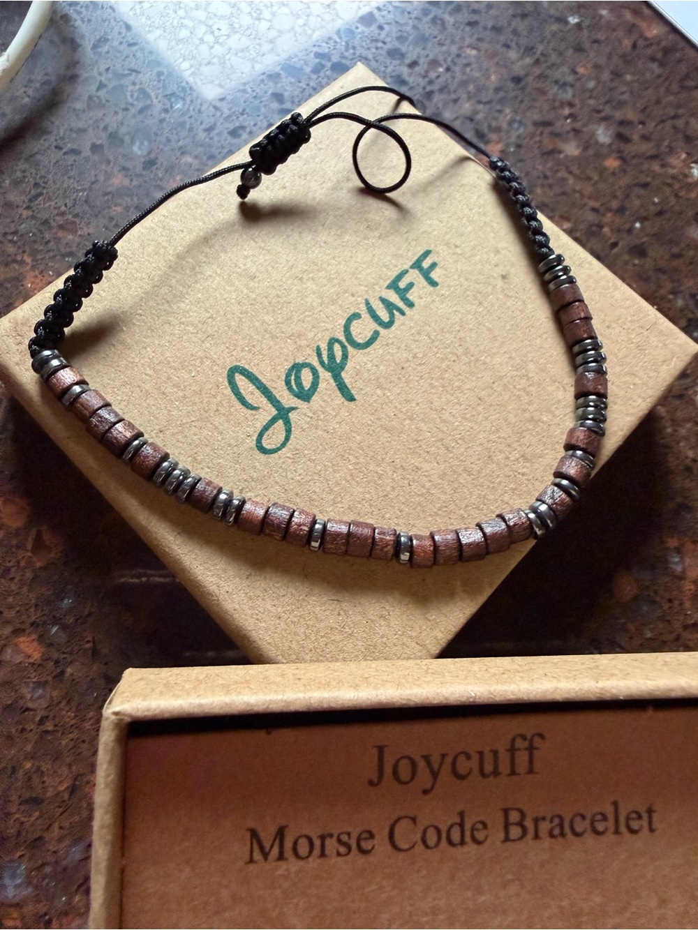Joycuff Women's Brown Beaded Morse Code Bracelet NEW
